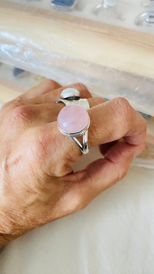 Anillo redondo Cuarzo Rosa