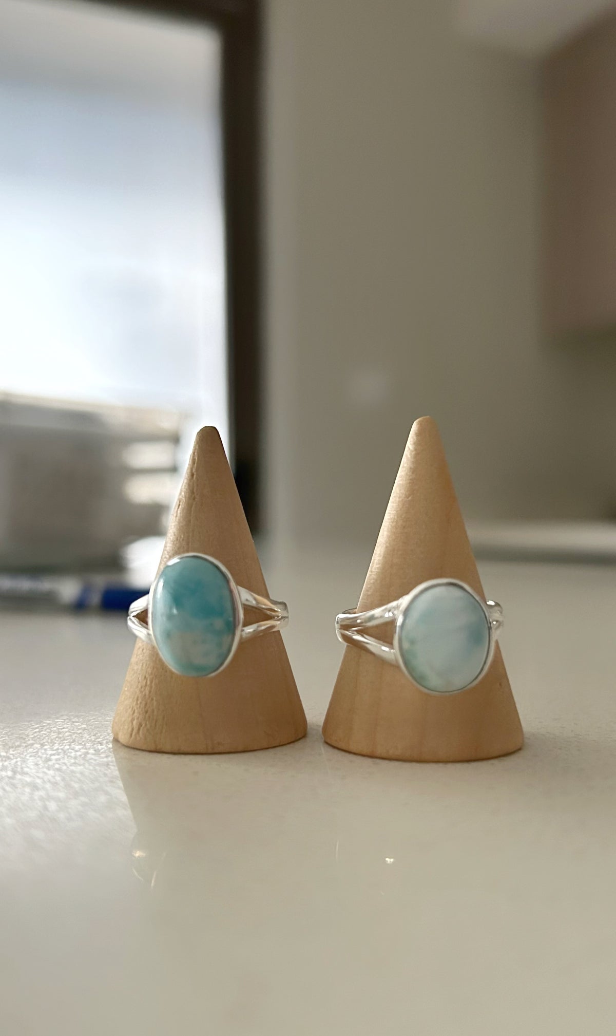 Anillo oval larimar
