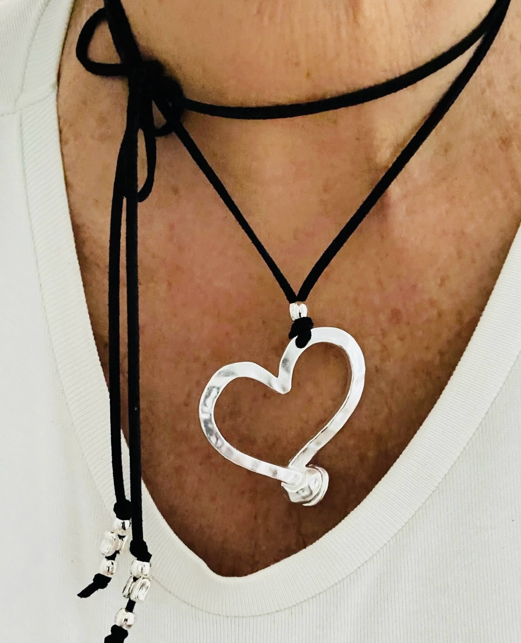 Choker corazòn plateado
