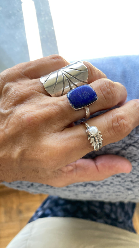 Anillo rectangular lapislázuli