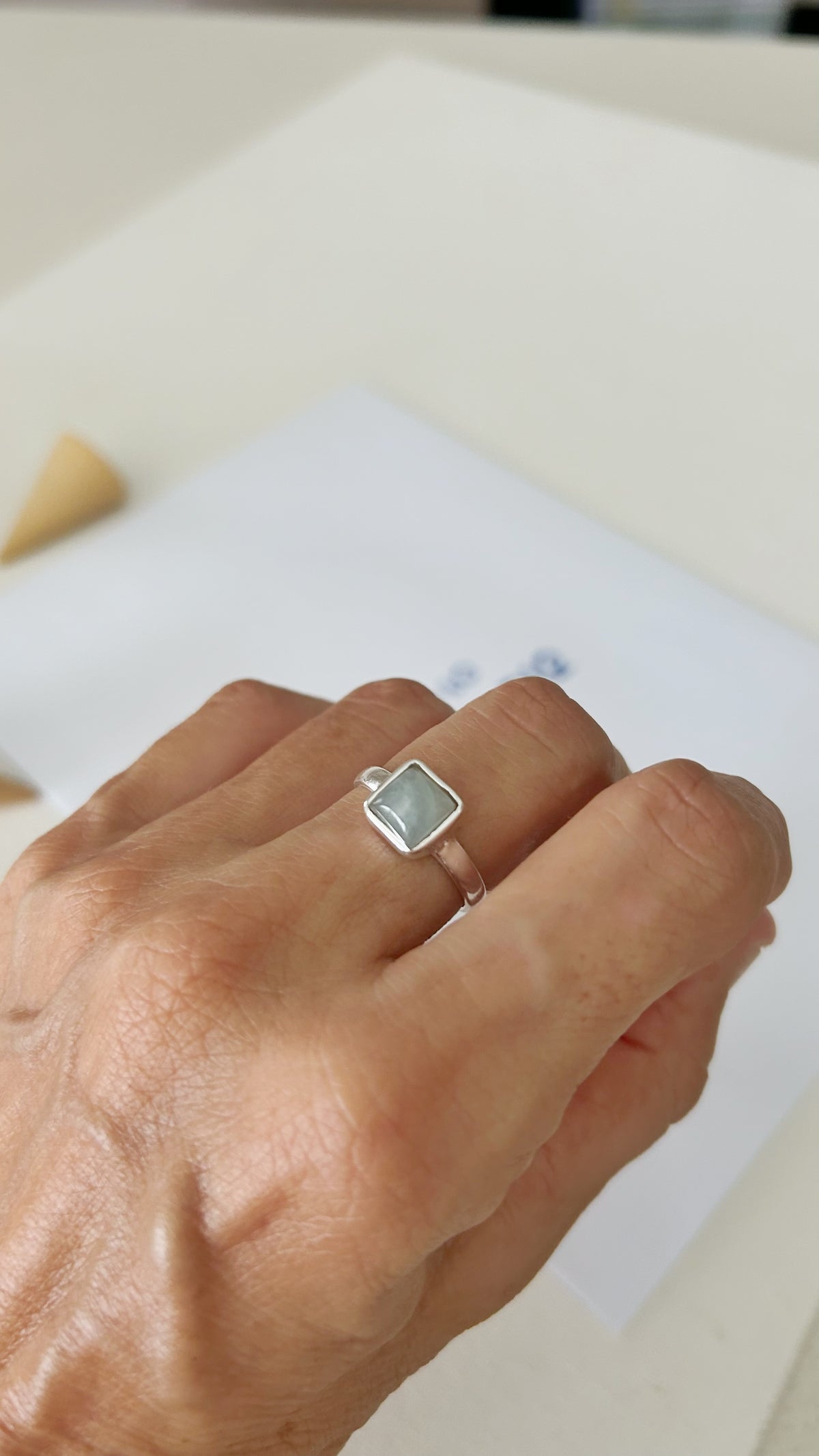 Anillo cuadradito aguamarina