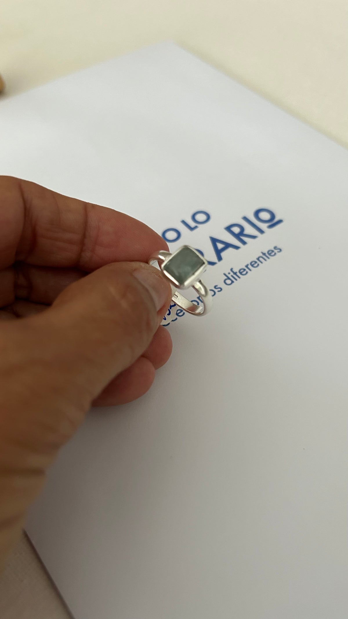 Anillor rectangular aguamarina
