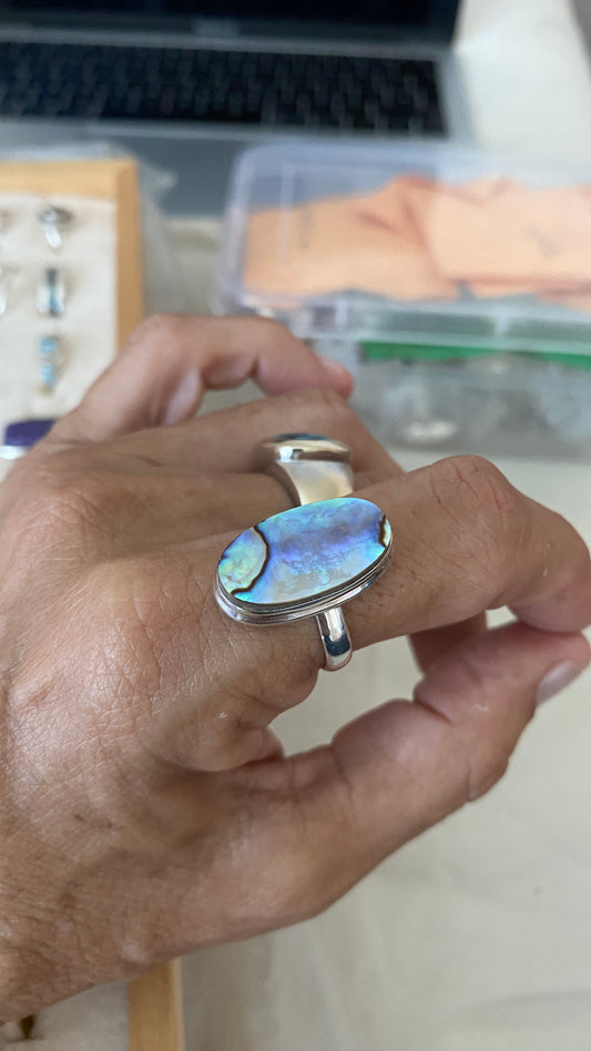 Anillo Oval largo Concha de Abulon