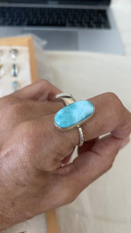 Anillo Baguete Larimar