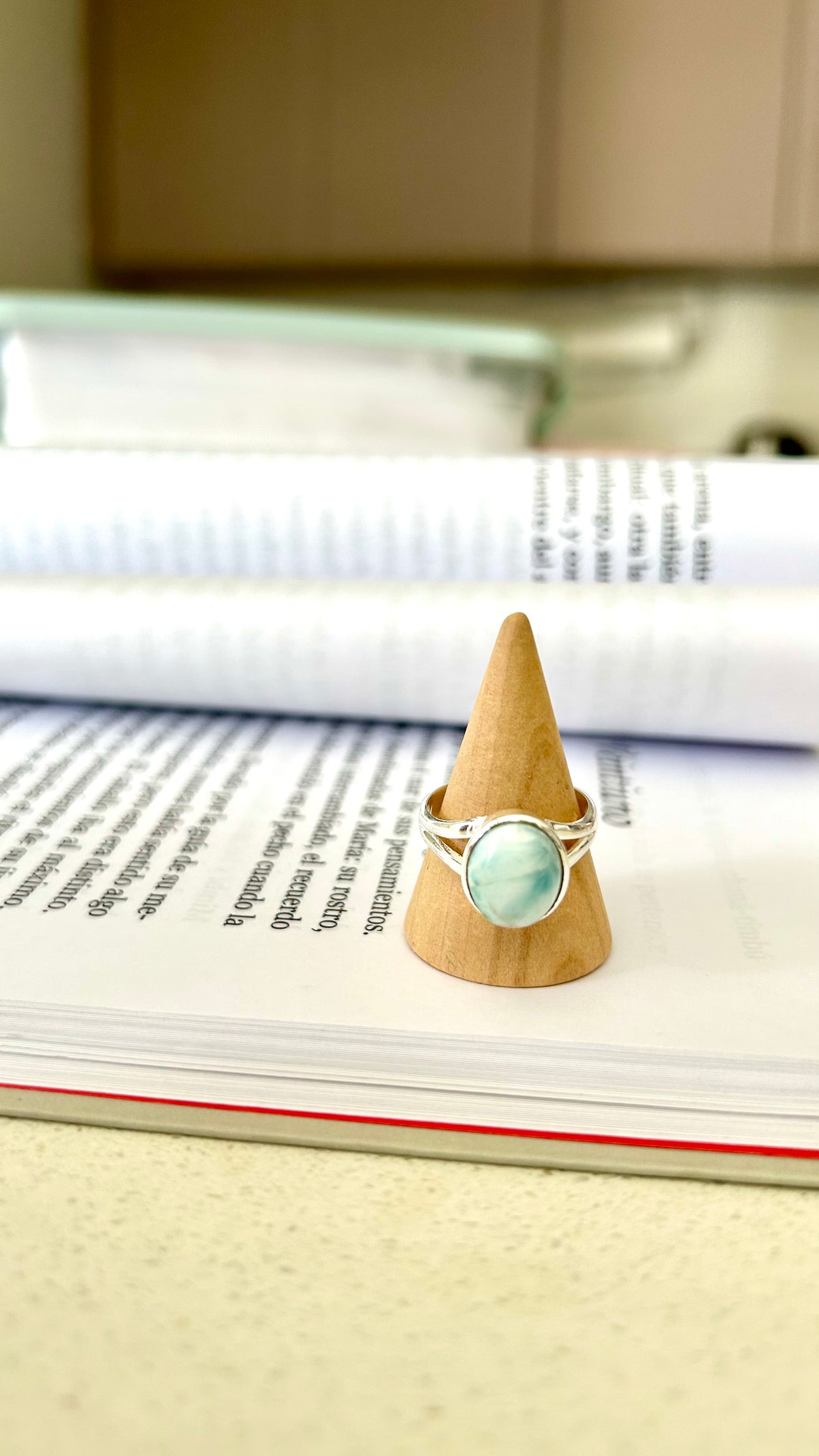 Anillo oval larimar