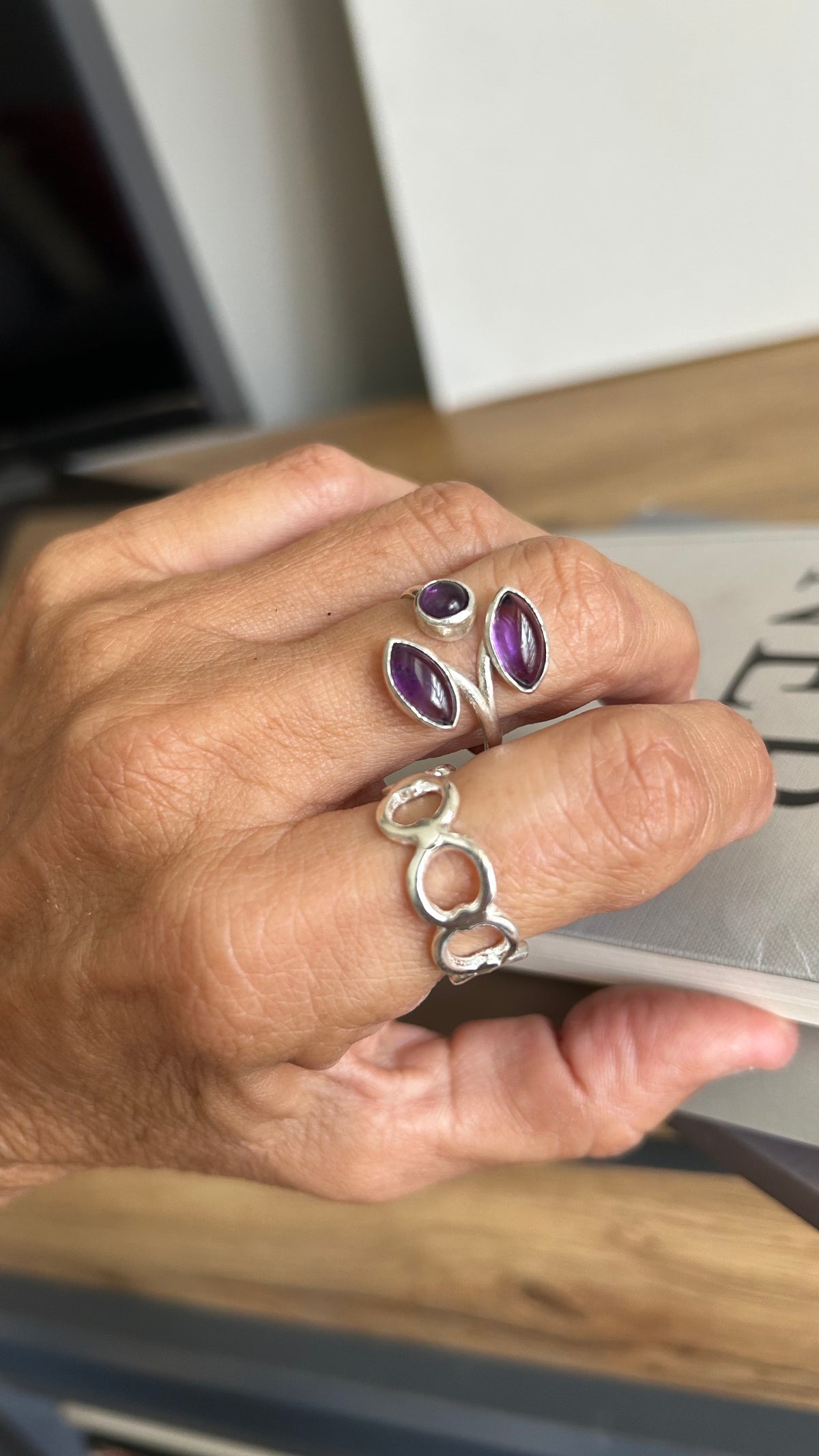 Anillo Tri amatista