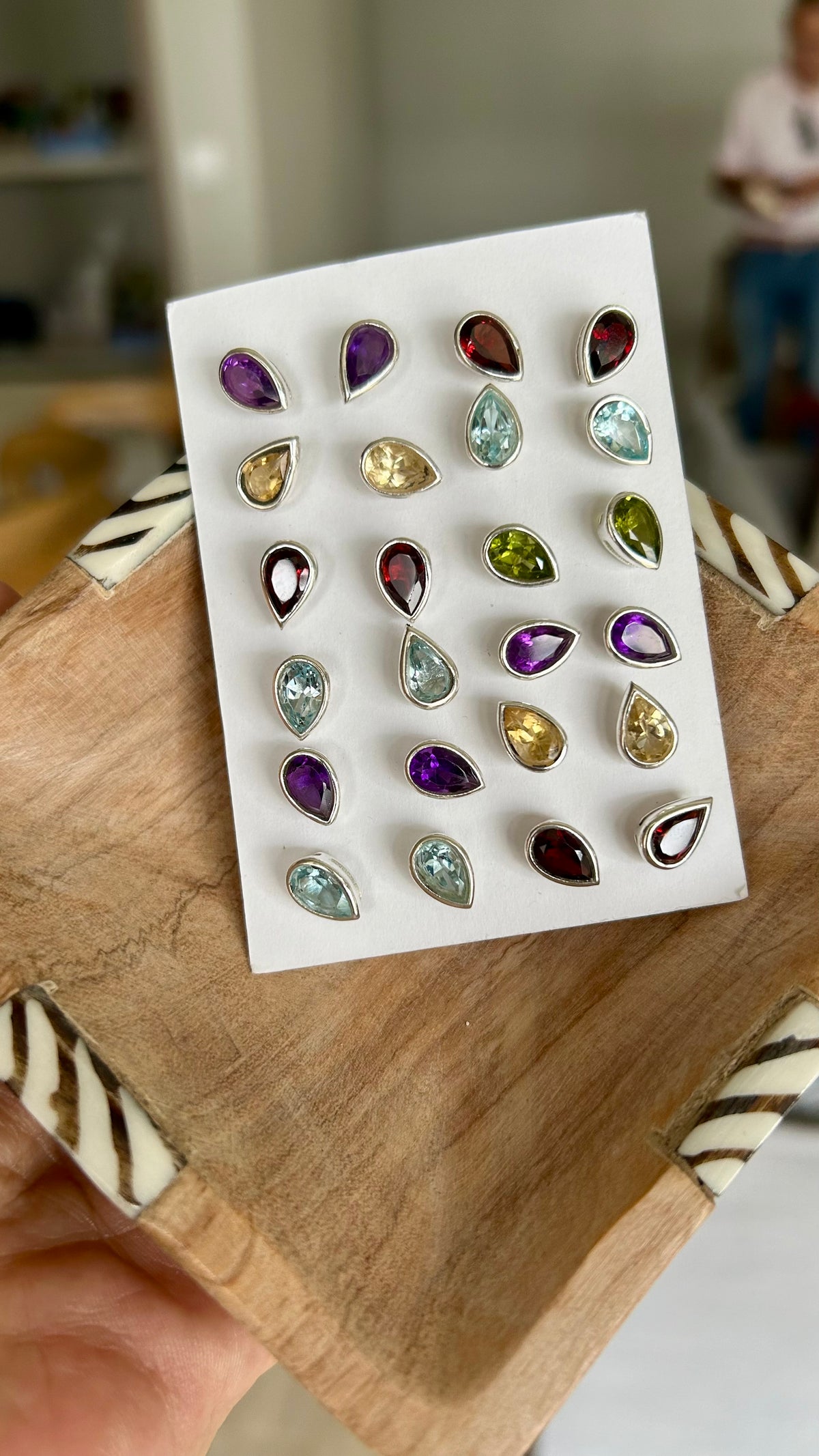 Topitos de plata y piedras naturales