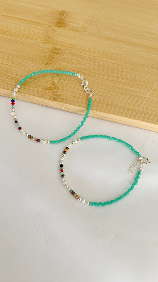 Pulseras cristales y plata