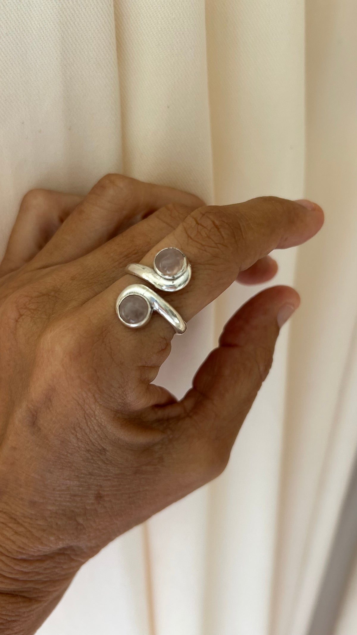 Anillo doble cuarzo rosa