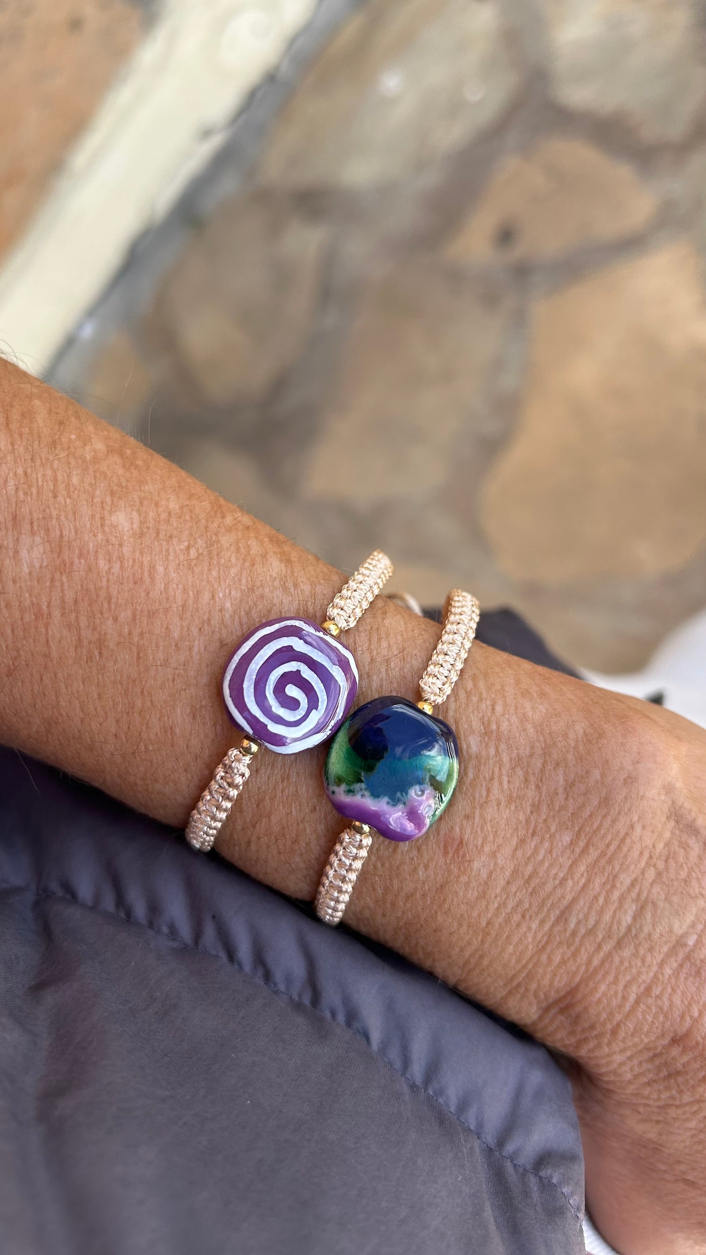 Pulseras cerámicas nudo plano