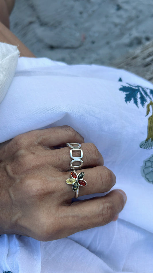 Anillo flor ambar multicolor (AM)