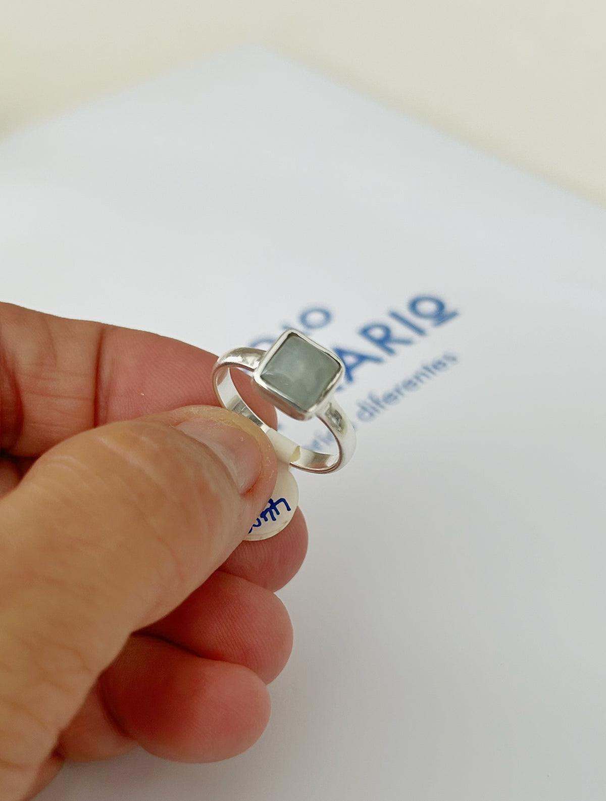 Anillo cuadradito aguamarina