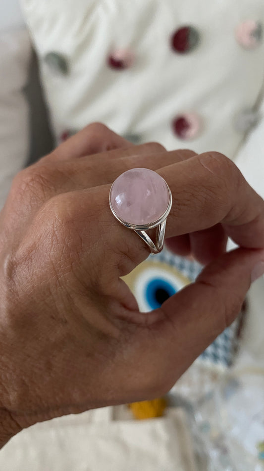Anillo redondo Cuarzo Rosa